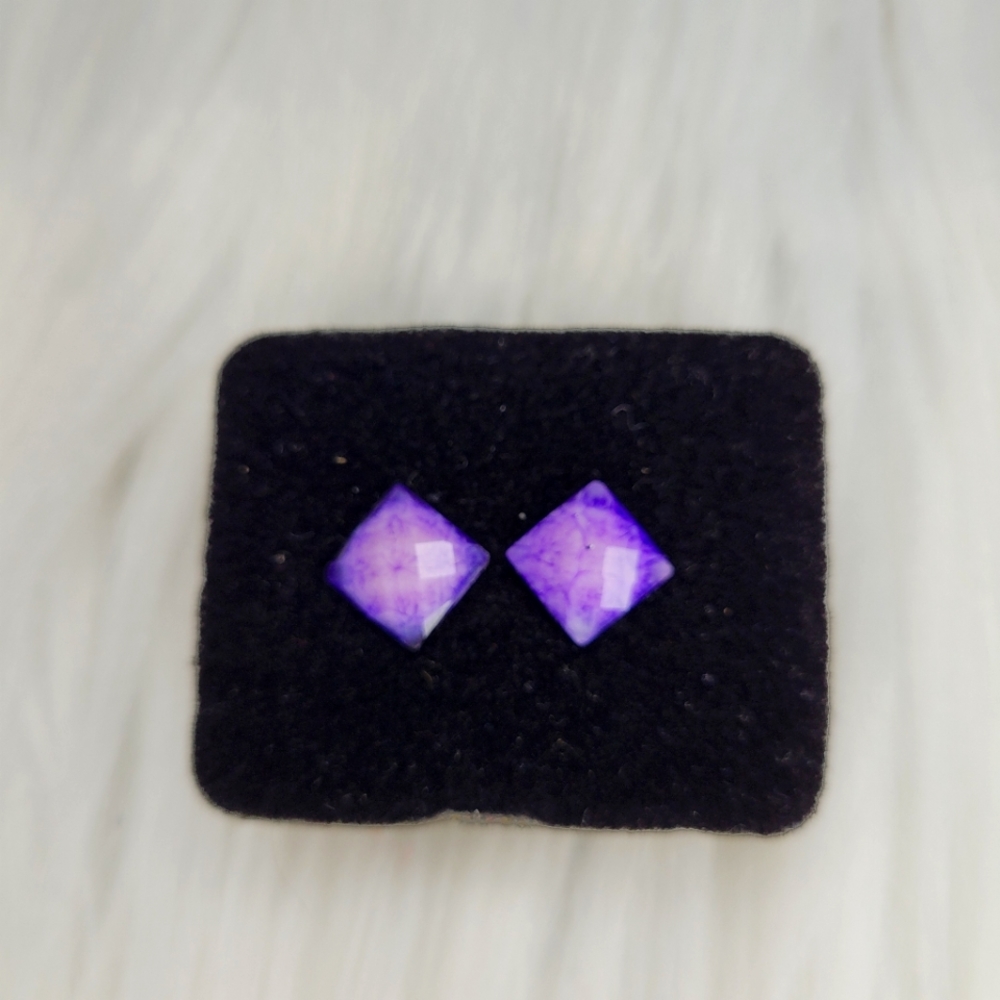 Purple Square Earrings